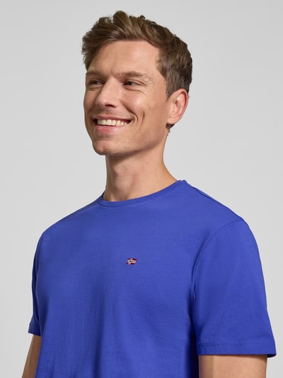 Napapijri T-Shirt mit Label-Stitching und Rundhalsausschnitt Royal 3