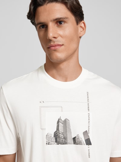 ARMANI EXCHANGE T-Shirt mit Label-Print Modell 'NewYork Building' Weiss 3