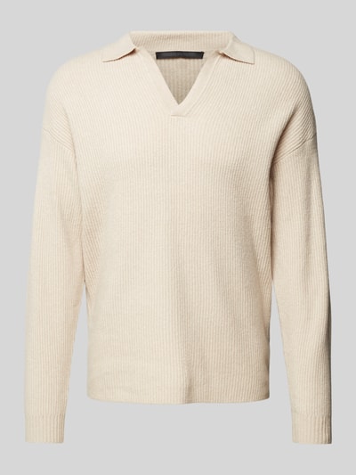 Drykorn Gebreide pullover met ribboorden, model 'RUSTINO' Zand - 2