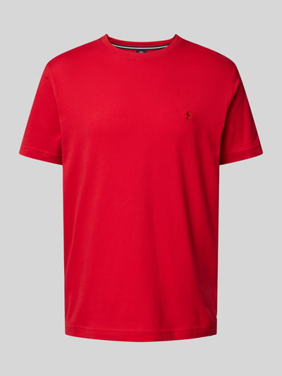 Lerros T-shirt met labelstitching Rood - 1