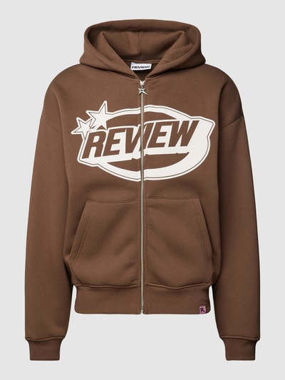 REVIEW Sweatjacke mit Puff Logo Print Mittelbraun 2