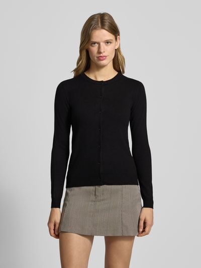 PIECES Slim Fit Strickjacke aus Viskose-Mix Modell 'NORA' BLACK 4