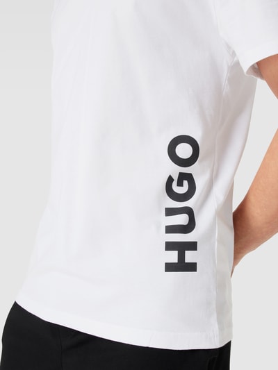 HUGO Relaxed Fit T-Shirt mit Label-Print Weiss 3