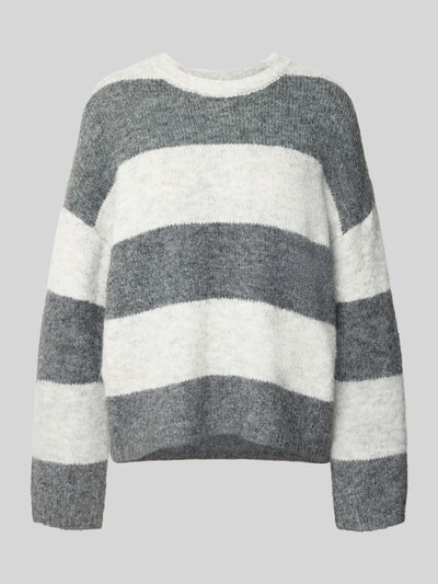 Only Oversized Strickpullover mit Woll-Anteil Modell 'MONI LIFE' Hellgrau Melange 2