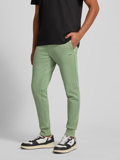 Lacoste Spodnie dresowe o kroju slim fit z mieszanki bawełny Zielony 4