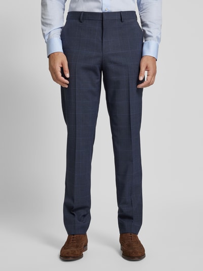 BOSS Slim fit pantalon met persplooien, model 'Lenon' Marineblauw - 4