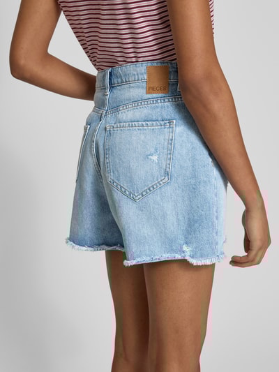 Pieces Regular fit korte broek van puur katoen, model 'SUMMER' Lichtblauw - 3