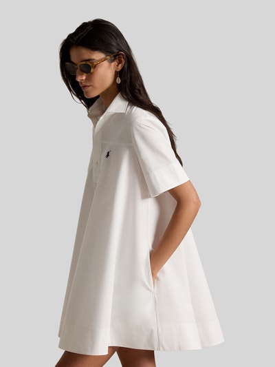 Polo Ralph Lauren Ausgestelltes Kleid aus reiner Baumwolle mit Logo-Stitching Weiss 3