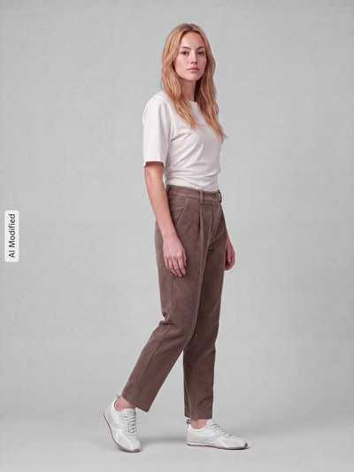 CAMBIO Regular Fit Cordhose mit Bundfalte Modell 'ORTENSIA' Taupe 1