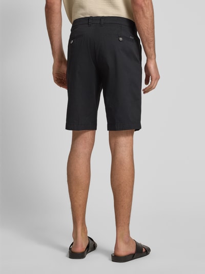bugatti Regular fit korte chino met ceintuurlussen, model 'Flat' Zwart - 5