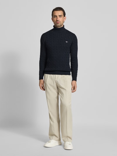 Gant Gebreide pullover met ribboorden Marineblauw - 1