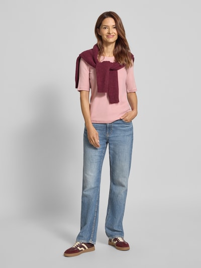 Tom Tailor T-shirt o kroju regular fit z mieszanki bawełny Mocnoróżowy 1