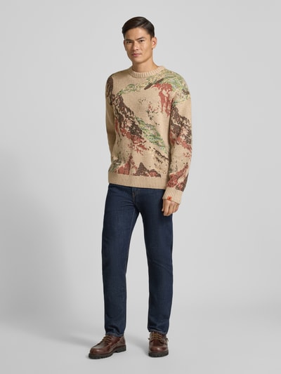 Scotch & Soda Sweter z dzianiny z prążkowanymi wykończeniami Średniobrązowy 1