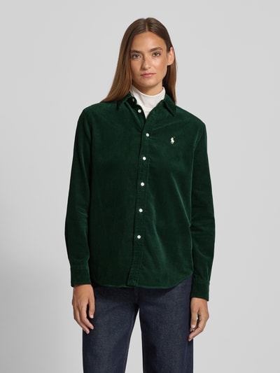 Polo Ralph Lauren Regular fit overhemdblouse in ribcordlook, model 'Sport' Donkergroen - 4