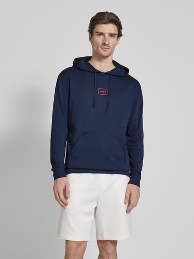 HUGO Hoodie met labelprint, model 'Laze' Marineblauw - 4