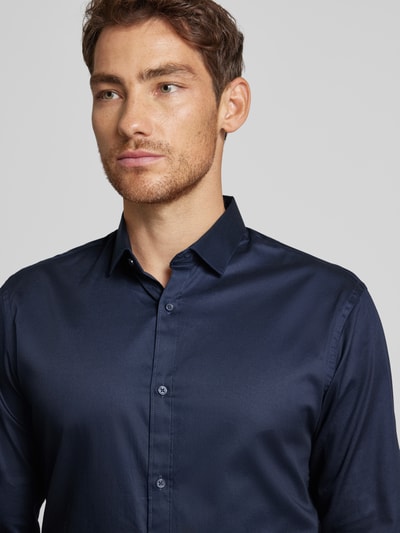 Jack & Jones Premium Slim fit vrijetijdsoverhemd met kentkraag, model 'CARDIFF' Marineblauw - 3