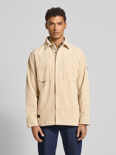 camel active Regular fit vrijetijdsoverhemd in ribcordlook Offwhite gemêleerd - 4