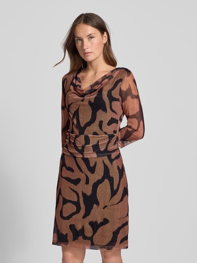 Zero Knielanges Kleid mit Wasserfall-Ausschnitt BLACK 4