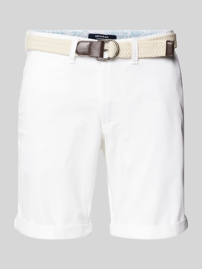 MCNEAL Slim Fit Bermudas mit Gürtel Weiss 2
