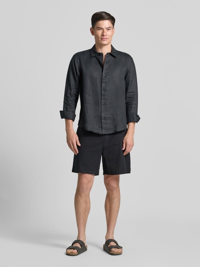 GAP Regular Fit Leinenhemd mit Kentkragen Black 1