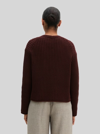 Marc O'Polo Sweter o kroju loose fit z mieszanki bawełny Ciemnoczerwony 5