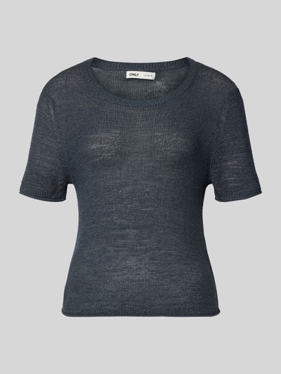 Produktfoto, Regular Fit Strickpullover mit kurzen Ärmeln Modell 'SUNNY' von ONLY, Optik: Unifarben, Rundhals, Rollsaum, gerippt, Seitenschlitze, Materialverarbeitung: Strick