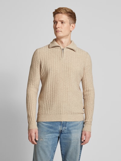 MAERZ Muenchen Strickpullover mit Troyer-Kragen Offwhite 4