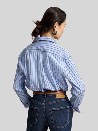 Polo Ralph Lauren Relaxed Fit Hemdbluse aus reiner Baumwolle mit Logo-Stitching Hellblau 5