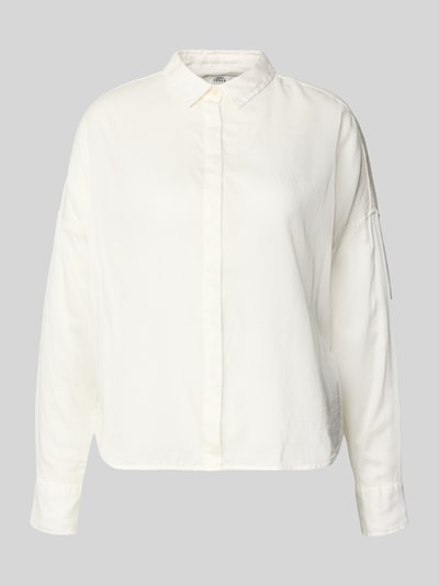 Produktfoto, Regular Fit Bluse mit verdeckter Knopfleiste Modell 'SANDY' von 0039 Italy aus reiner Baumwolle, kołnierzyk koszulowy, kolor biały, gładka faktura