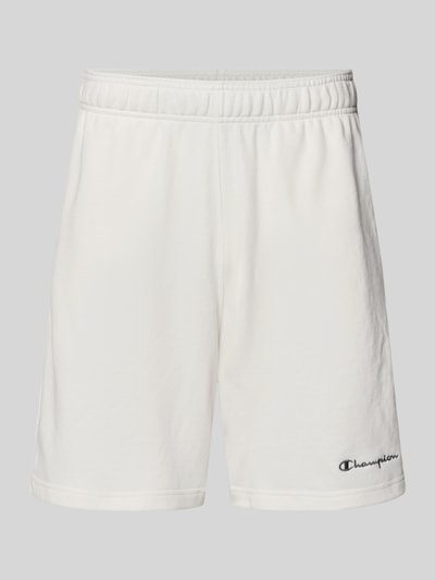 Produktfoto, Shorts mit elastischem Bund und Label-Stitching von CHAMPION, weiße Baumwoll-Mix Herren Shorts, Regular Fit, Vorderansicht.