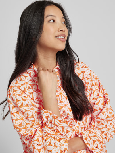 Christian Berg Woman Bluse mit Allover-Muster Neon Orange 3