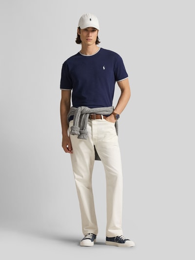 Polo Ralph Lauren Regular Fit T-Shirt aus Baumwoll-Mix mit Kontraststreifen Marine 1