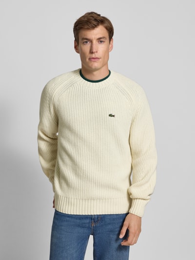 Lacoste Regular Fit Strickpullover aus reiner Wolle Offwhite 4