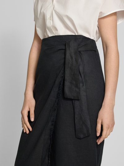 MANGO Regular Fit Midirock aus reinem Leinen Black 3