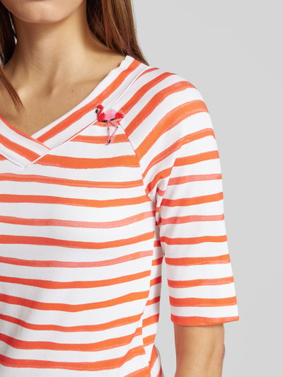 Marc Cain T-shirt w paski Czerwony 3