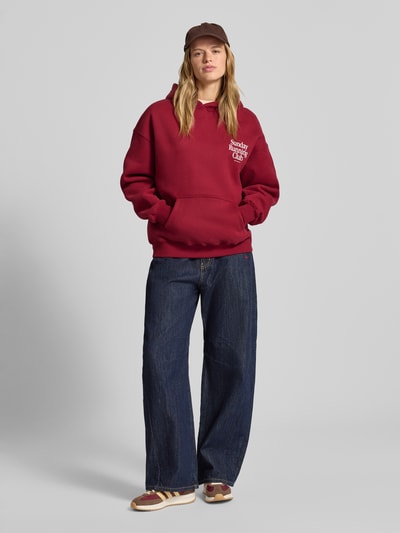 ANOTHER COTTON LAB Bluza z mieszanki wełny Escorial z kapturem i kieszenią kangurką Bordowy 1