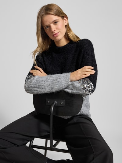 Only Relaxed fit gebreide pullover met wol, model 'MAINE' Metallic zwart - 3