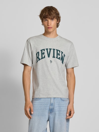 REVIEW T-shirt z nadrukiem z logo Jasnoszary melanż 4
