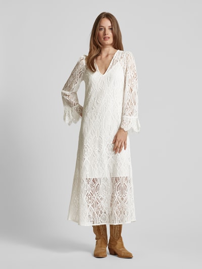 YAS Maxi-jurk met gehaakt kant, model 'AVERA' Offwhite - 4