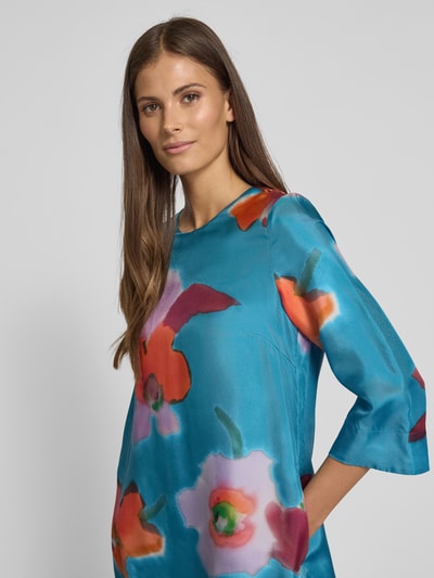 Luisa Cerano Knielanges Kleid aus Seide mit Rundhalsausschnitt Tuerkis 3