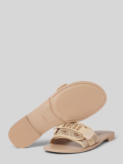 Guess Slippers met klittenband, model 'ELYZE4' Beige - 4