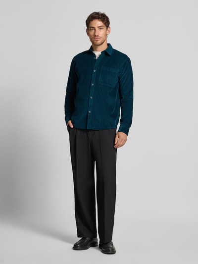 Tom Tailor Denim Relaxed Fit Cordhemd aus reiner Baumwolle Dunkelgruen 1