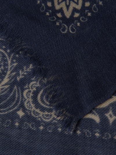 Hartford Sjaal van wol met franjes, model 'Bandana' Blauw - 2