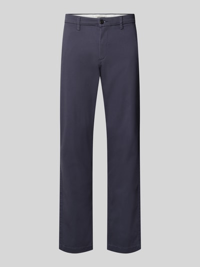 Produktfoto, Straight Fit Hose aus Baumwoll-Mix Modell 'Kane' von JACK & JONES in Dunkelblau, sichtbar Eingriff- und Gesäßtaschen, glatte Struktur