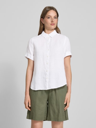 Marc O'Polo Regular Fit Leinenbluse mit kurzem Arm Weiss 4