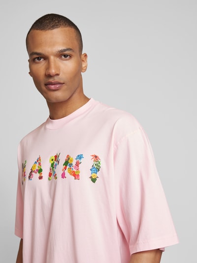 Marni T-Shirt mit Label-Print Rosa 3