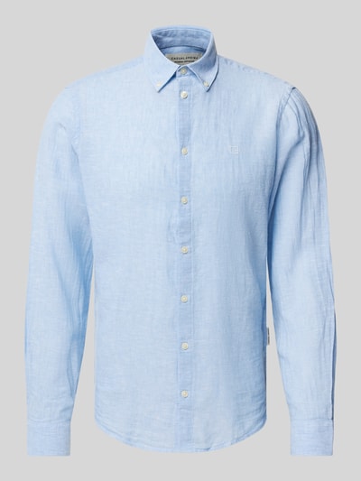 Casual Friday Regular Fit Leinenhemd mit Button-Down-Kragen Modell 'Anton' Hellblau 2