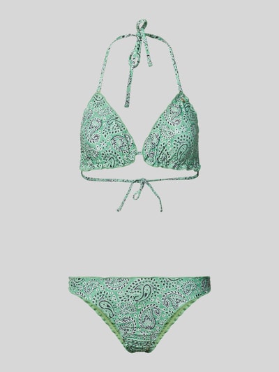 Produktfoto, Bikini-Set im Allover-Look Modell 'LIZ' von Shiwi, grün mit Paisley-Muster, Material-Mix mit Stretch-Anteil, körpernah
