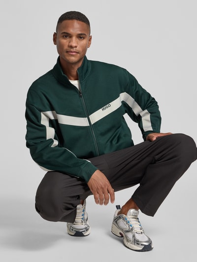 HUGO Relaxed Fit Sweatjacke mit Baumwoll-Anteil Modell 'DARTI' Dunkelgruen 3