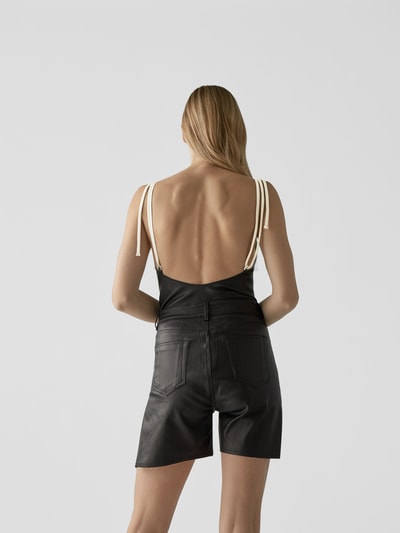 Rick Owens Lederbody mit Spaghettiträgern Black 5